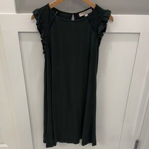 LOFT Green Ruffle Sleeve Shift Dress